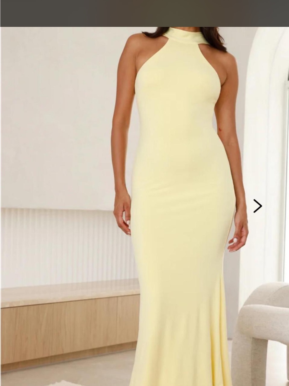 Hello Molly Pale Yellow Halter Midi Dress